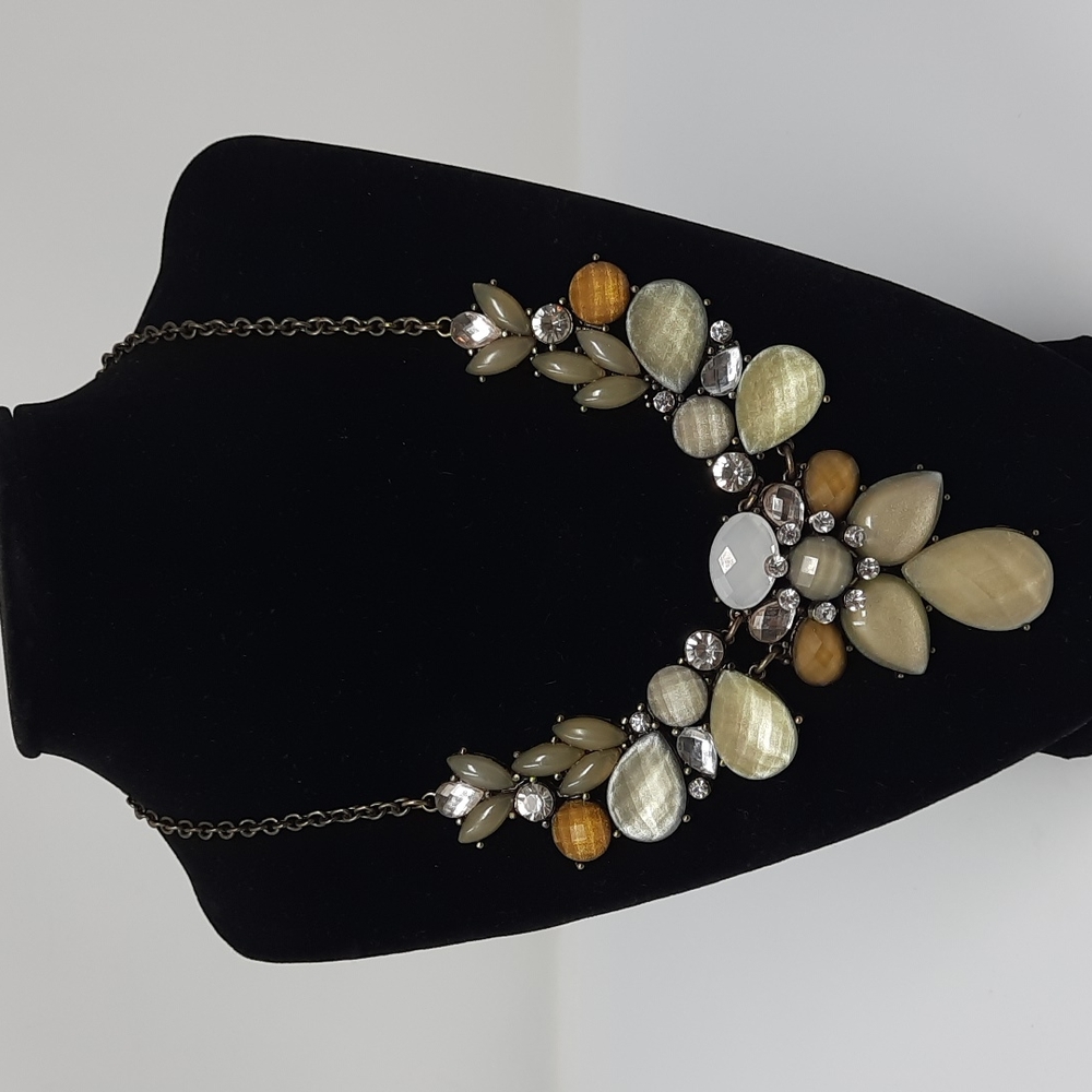 Green/Orange Teardrop Statement Piece Necklace